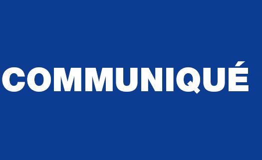 L'image présente le mot « communiqué » en lettres majuscules blanches centrées sur un fond bleu uni, avec le logo Dubai Immo guest and co.