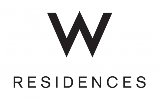 Logo de W Residences comportant une lettre « W » majuscule en gras au-dessus du mot « résidences » dans une police élégante et moderne, symbolisant une agence immobilière haut de gamme de Dubaï.