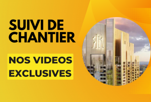 Banner grafico con il testo "sito che monitora i nostri video esclusivi" su uno sfondo diviso; a sinistra, un tramonto dorato e a destra, un rendering architettonico di una villa moderna.