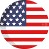 Un insigne rond représentant le dessin du drapeau américain, avec treize bandes horizontales rouges et blanches et un champ bleu dans le coin supérieur gauche parsemé d'étoiles blanches.