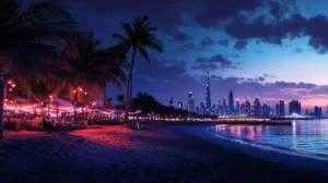 Plage de nuit à Dubai Immobilier