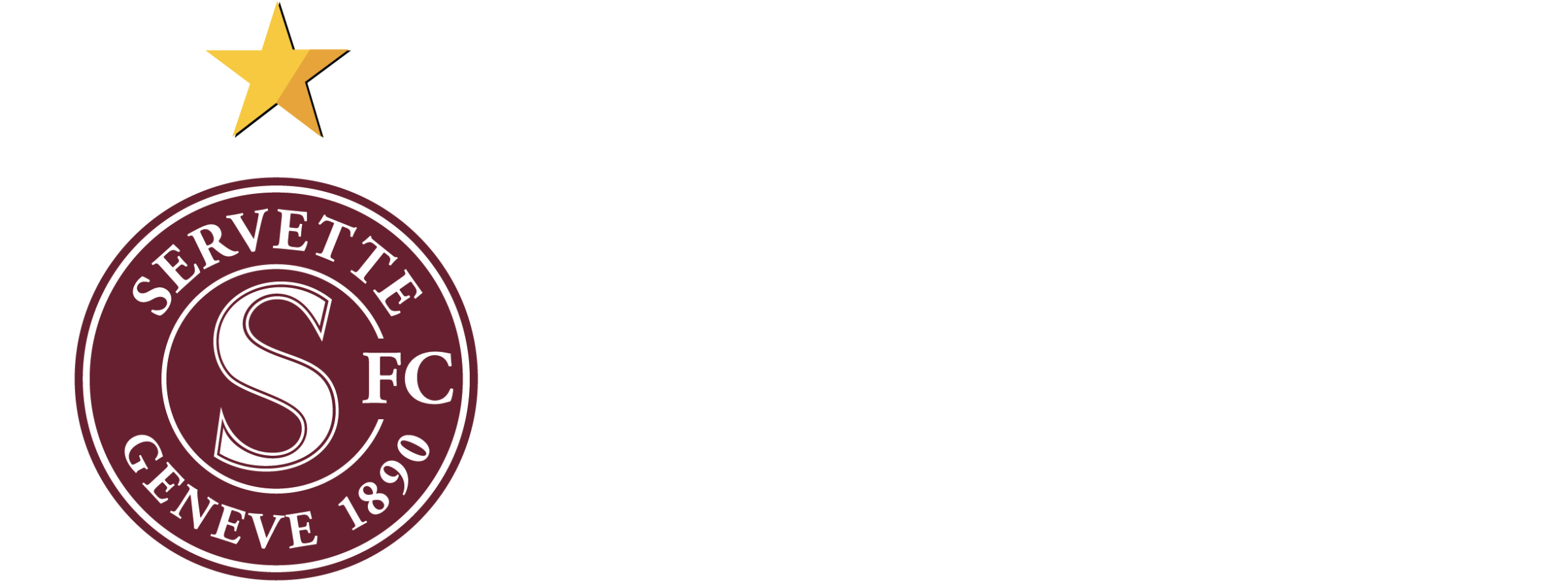Ein kreisrundes, bordeauxrotes Logo des Servette FC mit einem goldenen Stern darüber und weißem Text mit der Aufschrift "OFFIZIELLER PARTNER DES CLUBS" auf hellgrauem Hintergrund unterstreicht die Partnerschaft mit den Immobilienexperten aus Dubai.