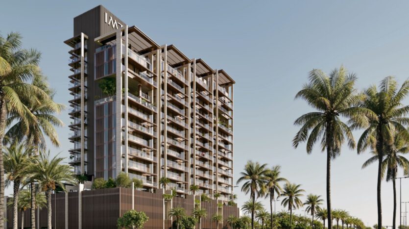 A modern multi-story building with large balconies and glass facades stands in Sea Cliff, surrounded by tall palm trees under a clear blue sky.